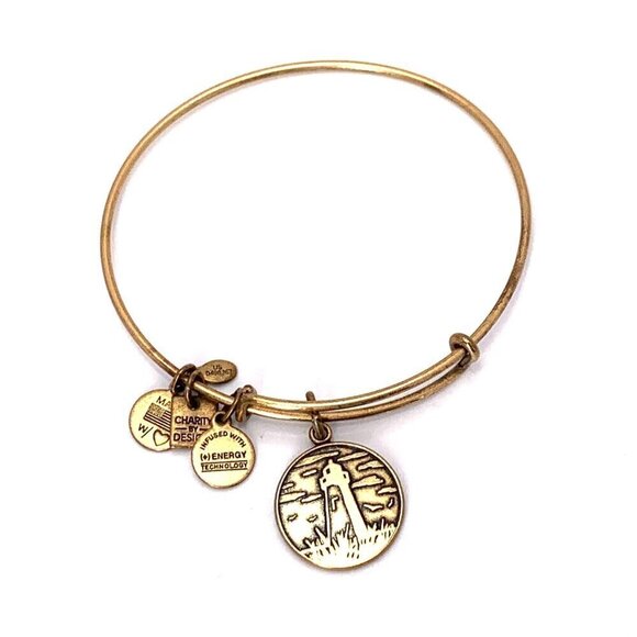 Alex and Ani Lighthouse Charm Bracelet Gold Finish - Expands 2"- 3.5" - Picture 1 of 2